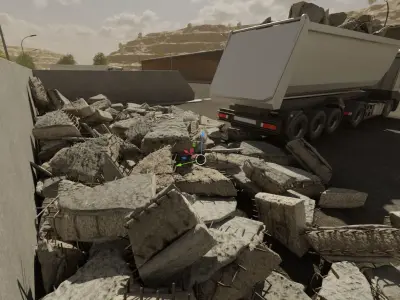 Reinforced Concrete Demolition Waste Low-poly 3D model