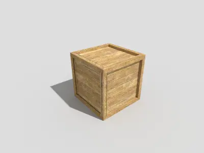 low poly wooden crate Low-poly 3D model 3