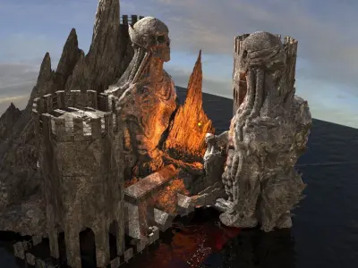 Alien Gods ancient Statue Ruin 3D model