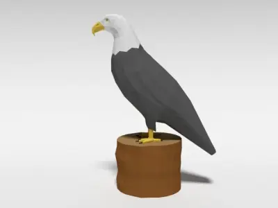 Low Poly Cartoon Bald Eagle Low-poly 3D model