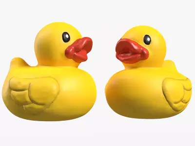 Bathtub Duck in yellow Low-poly 3D model