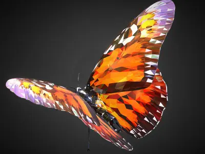 Batterfly Orange Low Polygon Art Insect Low-poly 3D model