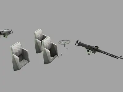 Army Patrolling Boat With Guns Low-poly 3D model