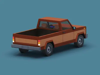 Stylized Cartoon Pickup Vehicle Low-poly 3D model
