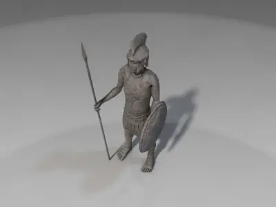 Low poly ancient soldier sculpture Low-poly 3D model
