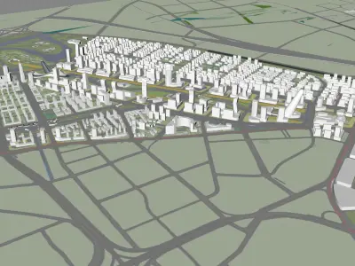 Urban highrise building building ancillary building commercial 3D model