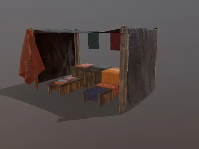 Medieval Cloth Market Low-poly 3D model