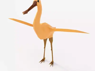 Crane bird low poly 3d model Low-poly 3D model
