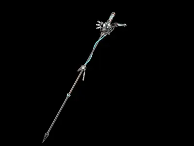 Techno-Magic Crosier Low-poly 3D model