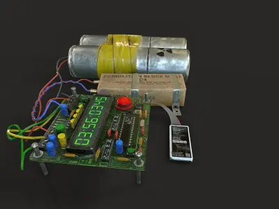 Timer Bomb C4 Low-poly 3D model