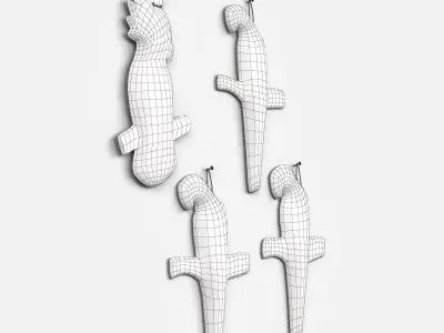 Parrots parrot charms - Low-poly 3D model