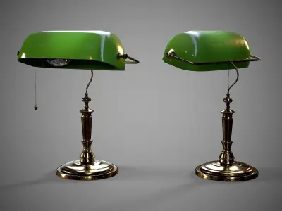 Bankers Antique Desk Lamp - PBR Game Ready Free low-poly 3D model purchase