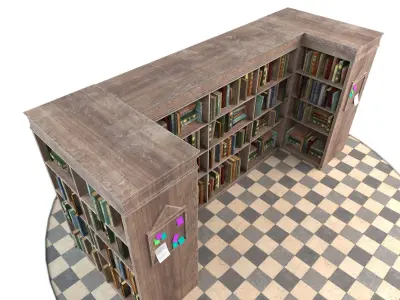 Old Bookshelf Low-poly 3D model