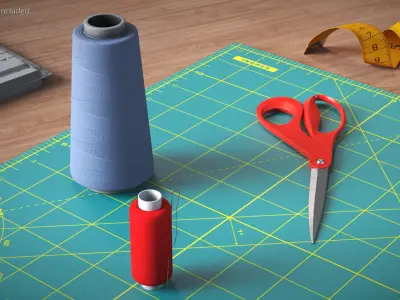 Tailor Workstation Set with Tools 3D model
