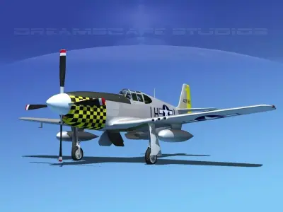 North American P-51B Mustang V14 3D model