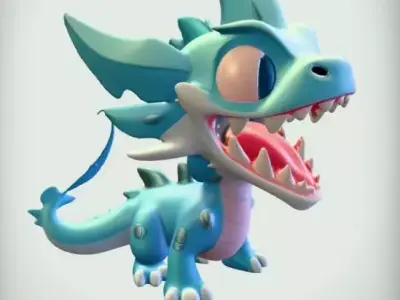 Cute Cartoon Dragon Low-poly 3D model
