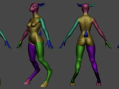 Furry Goat Girl base mesh - COMMERCIAL LICENCE Low-poly 3D model