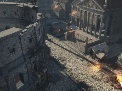 Roman Volcanic Temple Low-poly 3D model