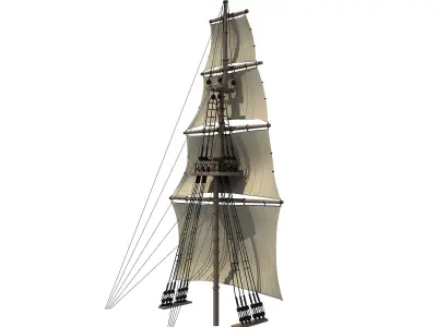 White Sailing Ship Mast 2 3D model
