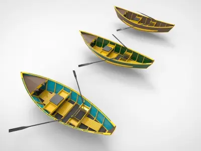 Traditional wooden boats 3D model