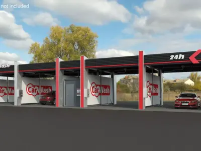 Self Service Car Wash with Vehicles 3D model
