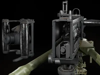 M2 Browning with tripod Low-poly 3D model