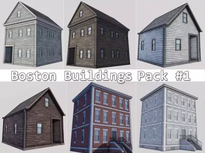 Boston Buildings Pack 01 Low-poly 3D model