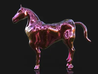 Gold and Pink Horse Free 3D model
