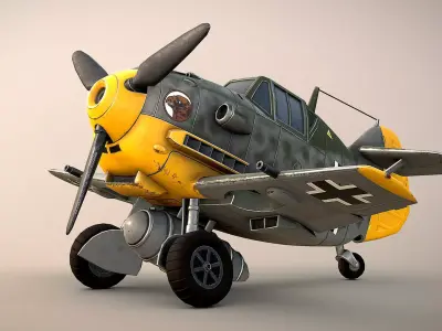 German Messerschmitt Bf-109 Toon Low-poly 3D model