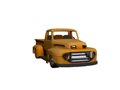 Low Poly 1950 Pickup Truck 3D Model Optimized Retro Vehicle  Low-poly 3D model