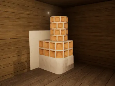 Late medieval tiled stove - variant B Low-poly 3D model