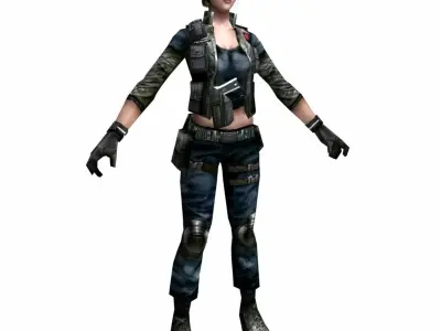 R1 Army Soldier Girl Low-poly 3D model