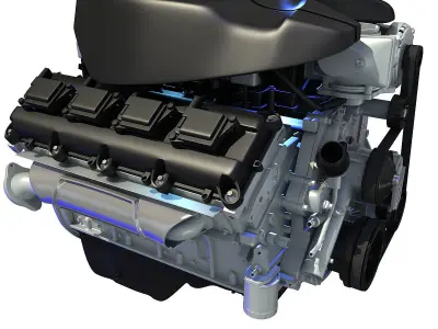 Black Cover Dodge Ram V8 Engine 3D model
