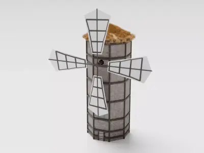 Medieval Windmill Low-poly 3D model