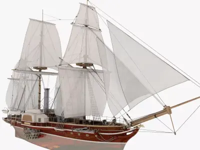 Vladimir steamshipfrigate 1848 Low-poly 3D model