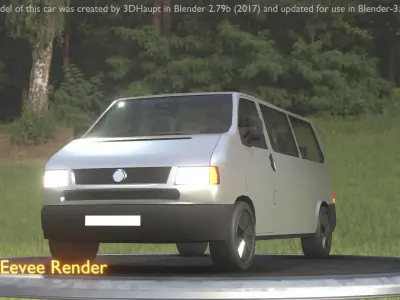 City Car 70 Commercial Minibus Type-C Silver Low-poly 3D model