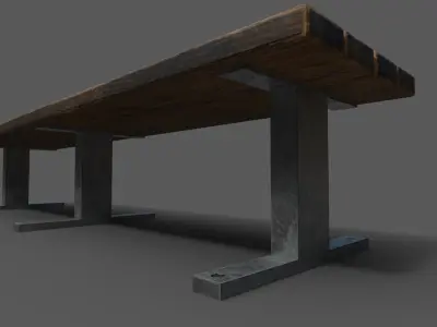 bench 3 low poly unwrapped Low-poly 3D model