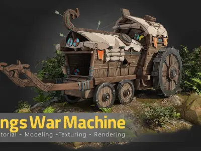 Vikings War Machine - Tutorial and Asset Low-poly 3D model