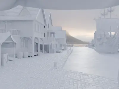 Pirate Medieval High-Detail Modular Building Kit - High Poly 3D model