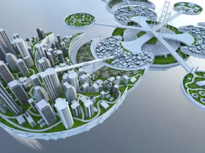 Sci-Fi Futuristic Future Flying City 3D model