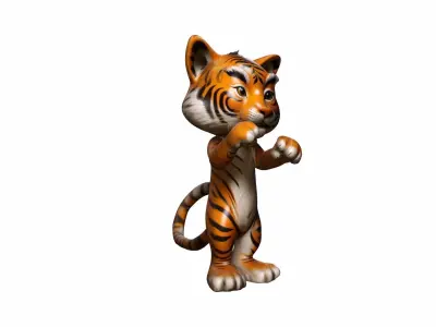 Indochinese Or Corbett Tiger Running In Water 3d Render 3D model