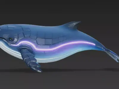 Cartoon Cyberpunk Whale 3D model