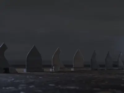 Hand Sculpted cemetery gravestones part 13 Low-poly 3D model