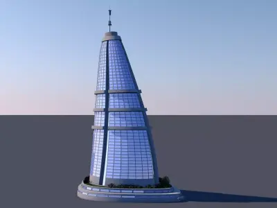 Skyscraper building in shape of teardrop 3D model