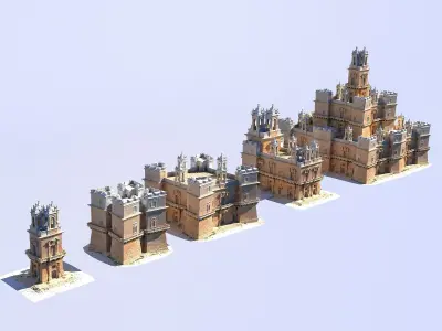 Fortress citadel Pack 5 Low-poly 3D model