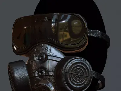 Gas mask helmet 3d model scifi Low-poly Low-poly 3D model Low-poly 3D model