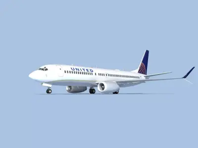 Boeing 737-800 Max United Airlines 3D model
