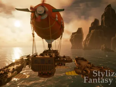 Stylized Fantasy Ship - By Yorakeys Low-poly 3D model