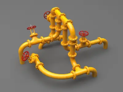 PBR Industrial Pipes Middle Low-poly 3D model
