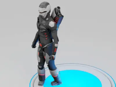 sci-fi trooper rigged - animated character 3D model